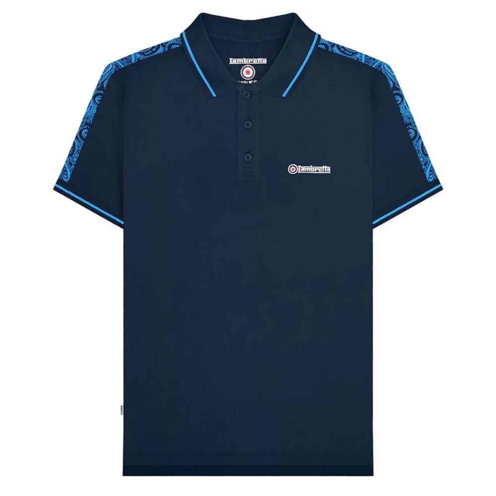 Lambretta Mens SS24 Paisley Taped Polo Shirt / Navy